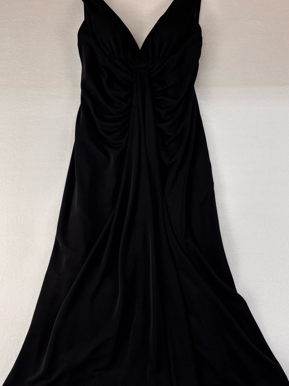 Joseph Ribkoff Black Maxi Dress with V-Neck and Gathered Front